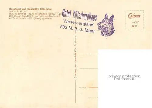 AK / Ansichtskarte Rischenau Berghotel Gaststaette Koeterberg Fliegeraufnahme Rischenau