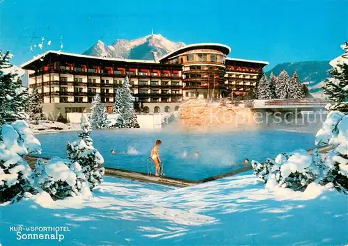 AK / Ansichtskarte Sonthofen_Oberallgaeu Kur  und Sporthotel Swimming Pool Winterpanorama Alpen Sonthofen Oberallgaeu