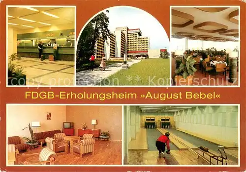 AK / Ansichtskarte Friedrichroda FDGB Erholungsheim August Bebel Empfangshalle Cafe Fernsehraum Kegelbahn Friedrichroda