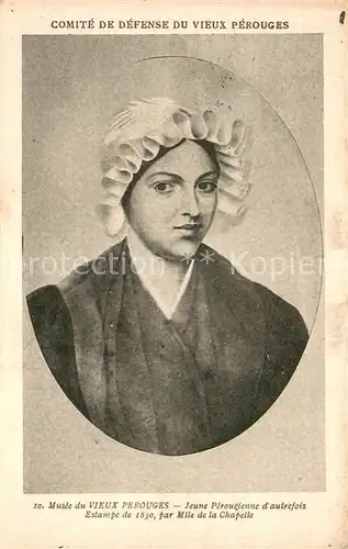 AK / Ansichtskarte Perouges Musee Frau mit Kappe Perouges