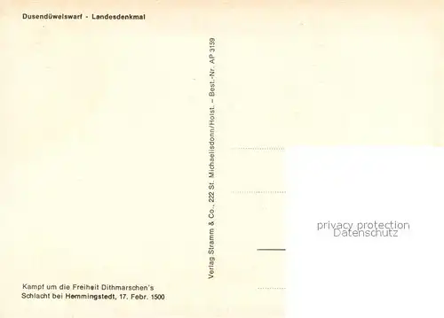 AK / Ansichtskarte Hemmingstedt Dusenduewelswarf Landesdenkmal Hemmingstedt