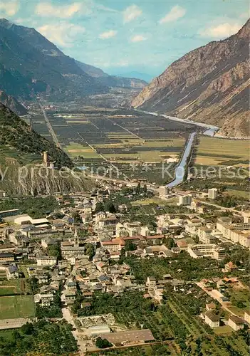 AK / Ansichtskarte Martigny_VS Vue aerienne et la plaine du Rhone vers le Leman Martigny VS