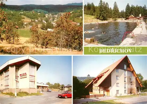 AK / Ansichtskarte Bedrichov_Friedrichswald Panorama Koupaliste Restaurace Nisa a prodejna Pramenu Chata Prazskych teplaren 