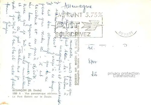 AK / Ansichtskarte Besancon_Doubs Vue aerienne Le Pont Battant sur le Doubs Besancon Doubs