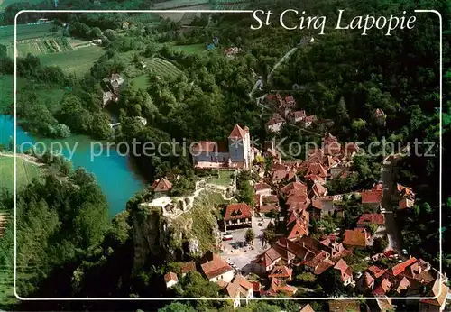 AK / Ansichtskarte Saint Cirq Lapopie Vue generale aerienne 1er village de France Saint Cirq Lapopie