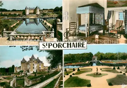 AK / Ansichtskarte Saint Porchaire Chateau de la Roche Courbon Vue densemble Une Chambre Le Chateau vue des Jardins Les Jardins Saint Porchaire