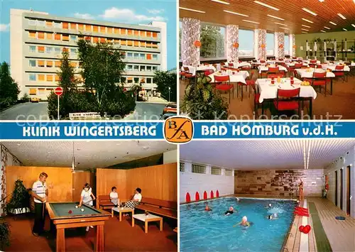 AK / Ansichtskarte Bad_Homburg Klinik Wingertsberg Speisesaal Spielzimmer Hallenbad Bad_Homburg