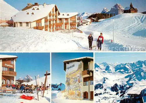 AK / Ansichtskarte Stoos_SZ Hotel Restaurant Alpstubli Terrasse Skipiste Panorama Stoos_SZ