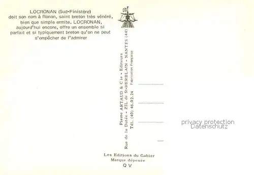 AK / Ansichtskarte Locronan doit son nom a Ronan saint breton tres venere bien que simple ermite Locronan