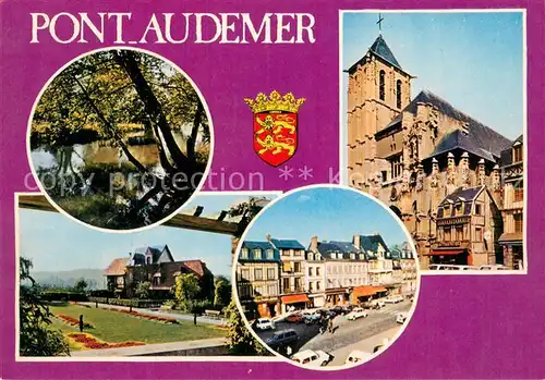 AK / Ansichtskarte Pont Audemer Bords de la Risle Eglise Jardin public Rue de la Republique Pont Audemer