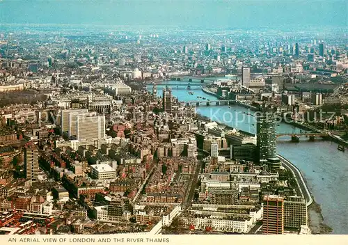 AK / Ansichtskarte London Aerial view of the city and the river Thames London