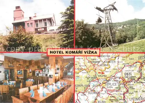 AK / Ansichtskarte Krupka Hotel Komari Vizka Restaurant Sessellift Landkarte Krupka