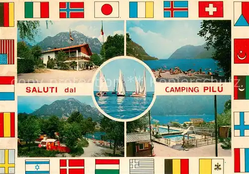 AK / Ansichtskarte Anfo Camping Pilú Lago d Idro Nationalflaggen Anfo