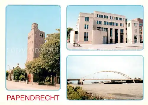 AK / Ansichtskarte Papendrecht Ned. Herv. Kerk Gemeentehuis Merwede Verkeersbrug Papendrecht