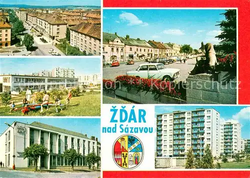 AK / Ansichtskarte Zdar_nad_Sazavou_Saar Teilansichten Innenstadt Wohnsiedlung Zdar_nad_Sazavou_Saar