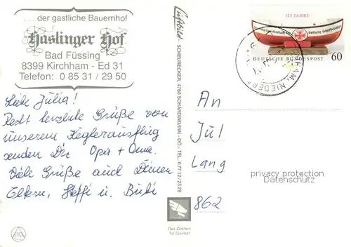 AK / Ansichtskarte Bad_Fuessing Haslinger Hof Teich Gaststube Zimmer Bad_Fuessing