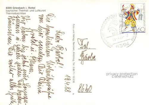 AK / Ansichtskarte Griesbach_Rottal Thermalbad Allee Griesbach Rottal