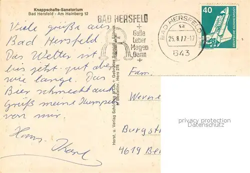 AK / Ansichtskarte Bad_Hersfeld Knappschafts Sanatorium Bad_Hersfeld