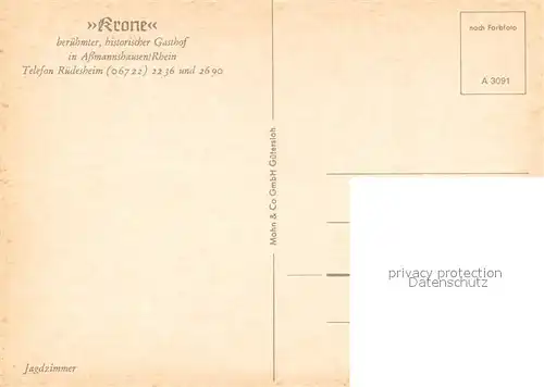 AK / Ansichtskarte Assmannshausen_Rhein Gasthof Krone Gaststube Assmannshausen Rhein