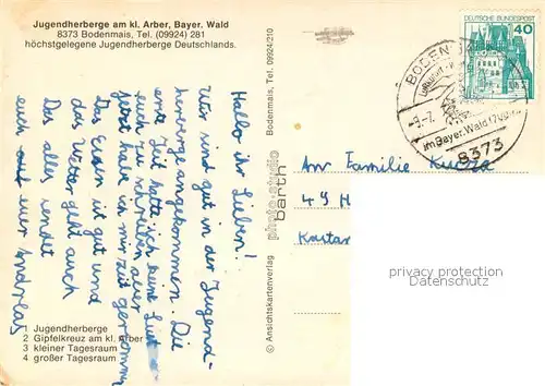 AK / Ansichtskarte Bodenmais Jugendherberge Gipfelkreuz am Kl Arber Kleiner und grosser Tagesraum Bodenmais