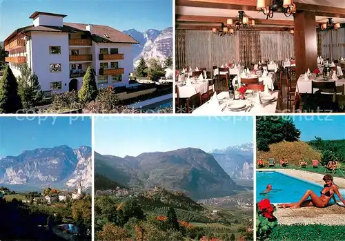 AK / Ansichtskarte Buchholz_Salurn Pension Buchholz Gastraum Panorama Schwimmbad Buchholz Salurn