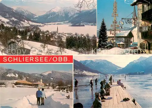 AK / Ansichtskarte Schliersee Winterpanorama Ortsmotiv Eislaufen Schliersee