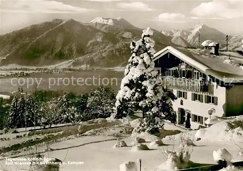 AK / Ansichtskarte Bad_Wiessee Blick auf Tegernsee mit Hirschberg und Kampen Bayerische Voralpen Winterlandschaft Bad_Wiessee