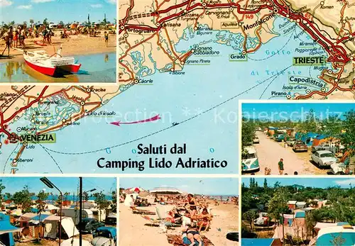 AK / Ansichtskarte Cavallino_Venezia Camping Lido Adriatico Badestrand Strassenkarte Cavallino Venezia
