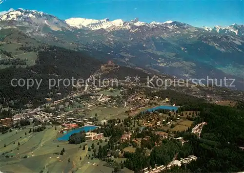 AK / Ansichtskarte Crans Montana Wintersportplatz Alpenpanorama Fliegeraufnahme Crans Montana