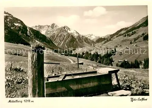 AK / Ansichtskarte Mittelberg_Oy Brunnen Landschaftspanorama Alpen Mittelberg Oy