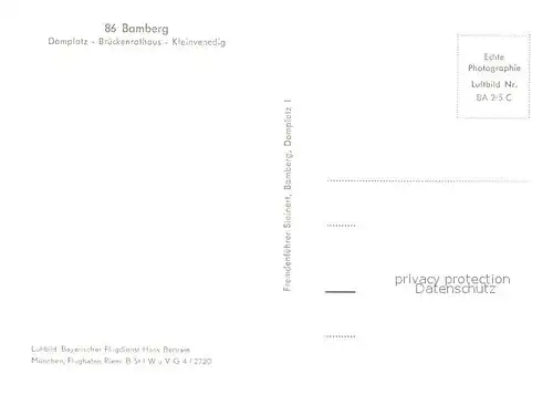 AK / Ansichtskarte Bamberg Domplatz Brueckenrathaus Kleinvenedig Fliegeraufnahme Bamberg