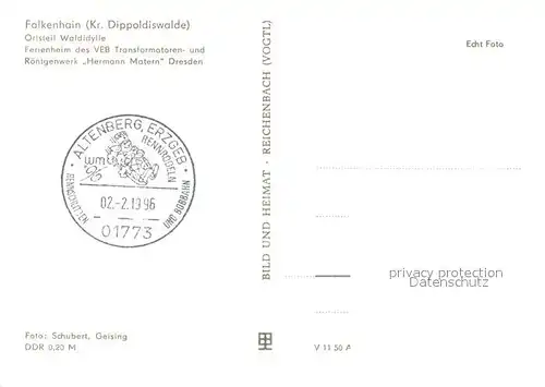 AK / Ansichtskarte Waldidylle Ferienheim des VEB Transformatoren  und Roentgenwerk Hermann Matern Dresden Waldidylle