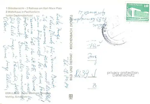 AK / Ansichtskarte Koenigsbrueck Ortsuebersicht Rathaus Karl Marx Platz Wohnhaus Pavillon Denkmalschutz Koenigsbrueck