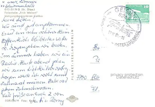 AK / Ansichtskarte Geising_Erzgebirge Ferienheim Erich Weinert Wohnungsbaukombinat Cottbus Geising Erzgebirge