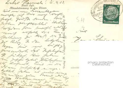 AK / Ansichtskarte Insel_Sylt Abendstimmung in den Duenen Insel_Sylt