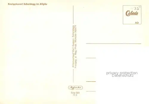 AK / Ansichtskarte Scheidegg_Allgaeu Kneippkurort Allgaeuer Alpen Fliegeraufnahme Scheidegg Allgaeu