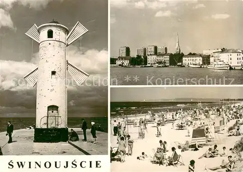 AK / Ansichtskarte Swinoujscie_Swinemuende Muehlenbake Mole Faehrhafen Strand Swinoujscie Swinemuende