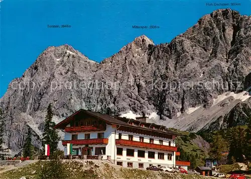 AK / Ansichtskarte Ramsau_Dachstein_Steiermark Dachsteinsuedwaende mit Berghotel Tuerlwand Ramsau_Dachstein