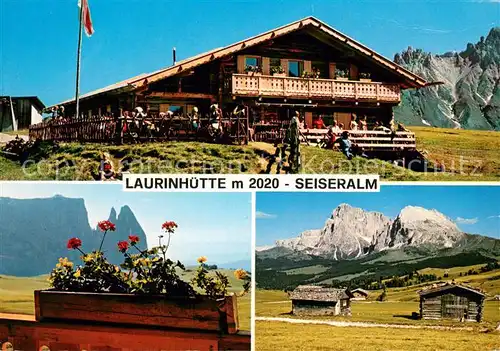 AK / Ansichtskarte Seiser_Alm_Dolomiten Almrestaurant Laurinhuette Landschaftspanorama Dolomiten 