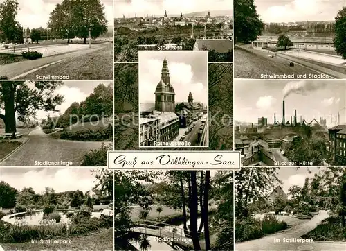 AK / Ansichtskarte Voelklingen Schwimmbad Stadtkern Stadion Parkanlagen Rathausstrasse Huette Schillerpark Voelklingen