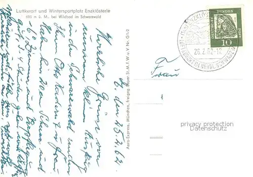 AK / Ansichtskarte Enzkloesterle Luftkurort Schwarzwald Fliegeraufnahme Enzkloesterle