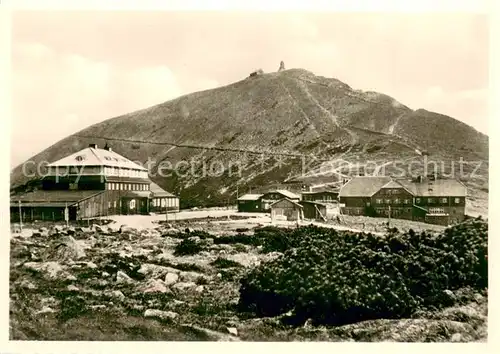 AK / Ansichtskarte Schneekoppe_Snezka mit Schlesierhaus Schneekoppe Snezka