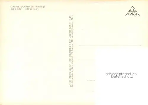 AK / Ansichtskarte Woldegk Schloss Goehren Kupfertiefdruck Woldegk