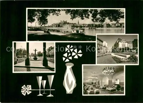 AK / Ansichtskarte Bratislava_Pressburg_Pozsony Restauracia Reduta Motive Innenstadt Brunnen Uferpromenade an der Oder 