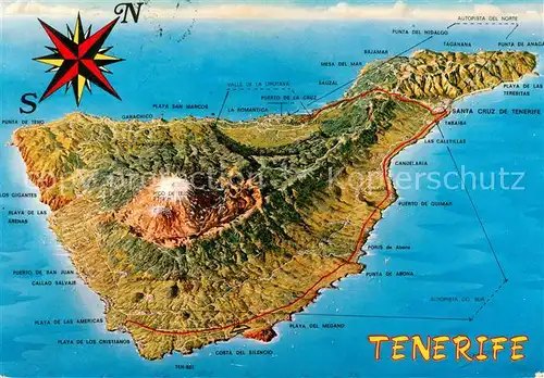 AK / Ansichtskarte Tenerife Inselkarte Tenerife