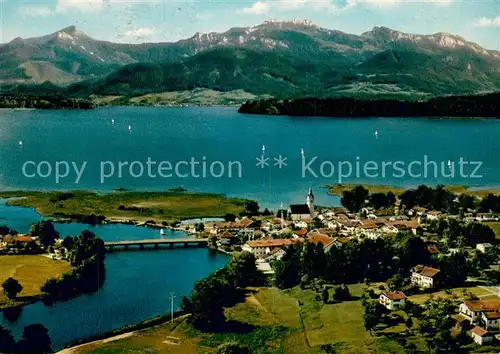 AK / Ansichtskarte Seebruck_Chiemsee mit Chiemgauer Alpen Fliegeraufnahme Seebruck Chiemsee