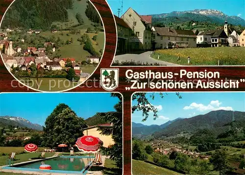 AK / Ansichtskarte St_Gallen_Steiermark Gasthof Pension Zur schoenen Aussicht Swimming Pool Landschaftspanorama St_Gallen_Steiermark