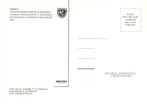 AK / Ansichtskarte Kosice_Kassa_Kaschau_Slovakia Interhotel Slovan Stadtpanorama Galerie Kirche 