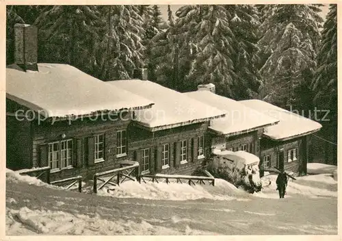 AK / Ansichtskarte Brocken_Harz Eckerlochbaude am Brocken im Winter Kalender Harz und Thueringer Wald Brocken Harz