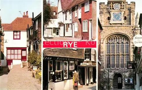 AK / Ansichtskarte Rye_East_Sussex Church Square Traders Passage John Fletchers House St Marys Church Rye_East_Sussex